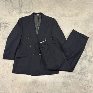 Vintage Burberrys' Wool Windowpane‎ Double Breasted Suit